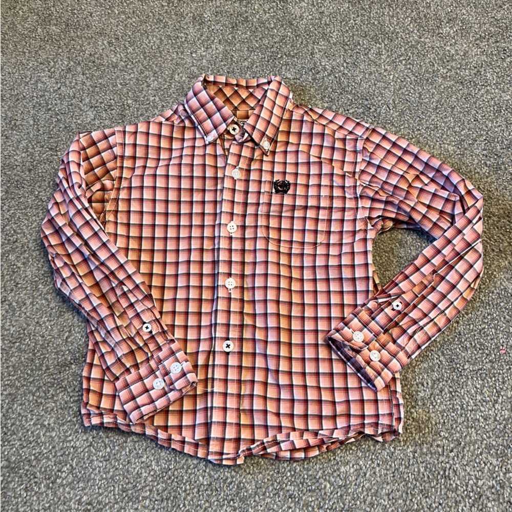 Cinch‎ shirt boys 2T red tan pearl snap button down cowboy western rodeo